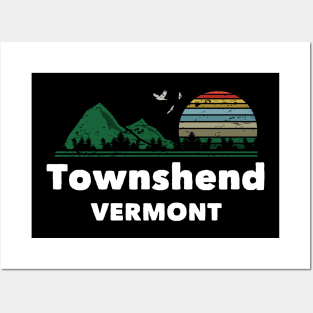 Mountain Sunset Flying Birds Outdoor Townshend Vermont Posters and Art